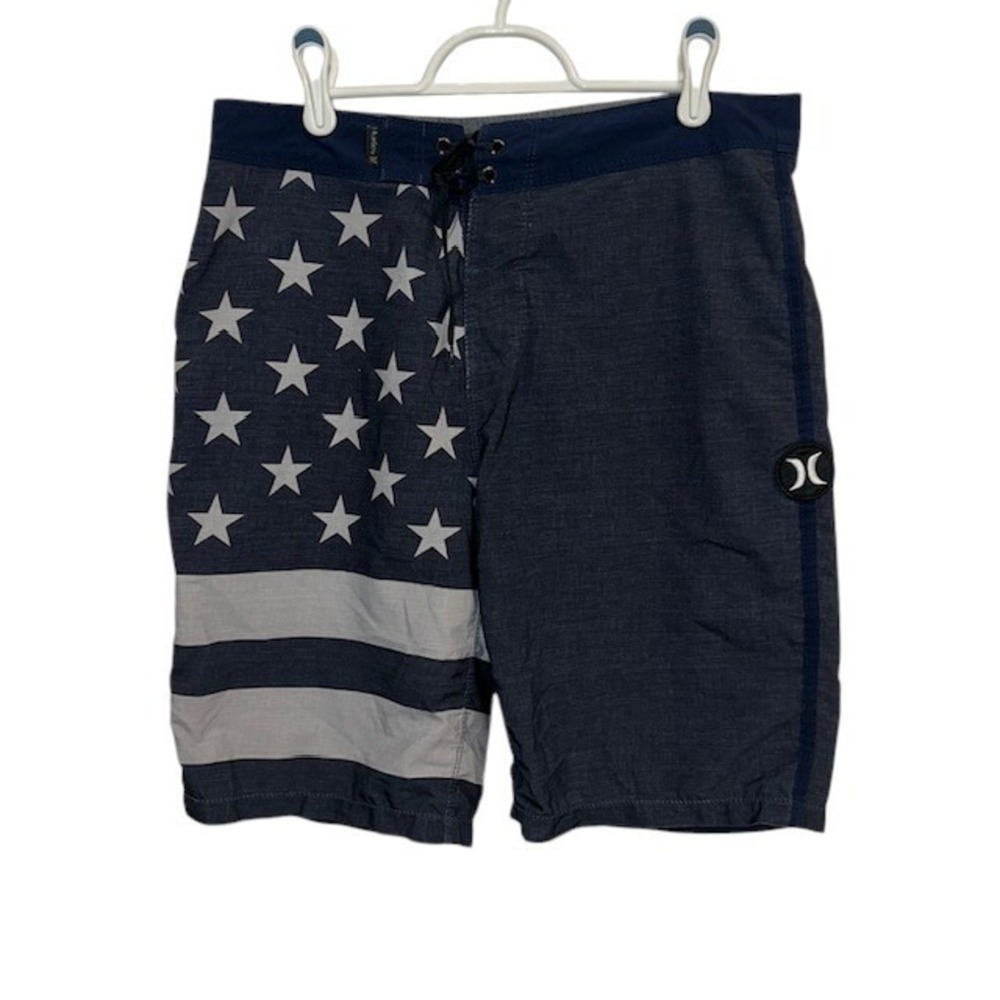 Men's Hurley Phantom Board Shorts Size 29 Gotham Grey Charcoal Patriot USA Flag - Picture 2 of 14